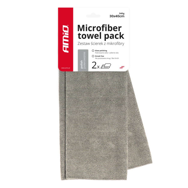 Mikrofaser-Poliertuch-Set 40×60 cm, 340 g/m², 2 Stück. AMIO-03742