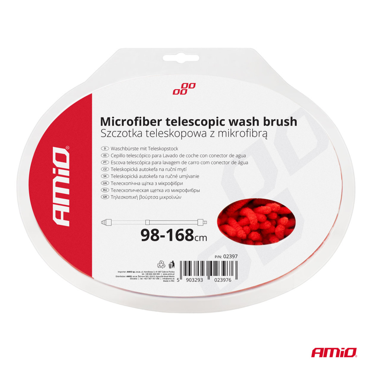 Teleskopbürste mit Wasseranschluss, Mikrofaser 98-168 cm AMIO-02397