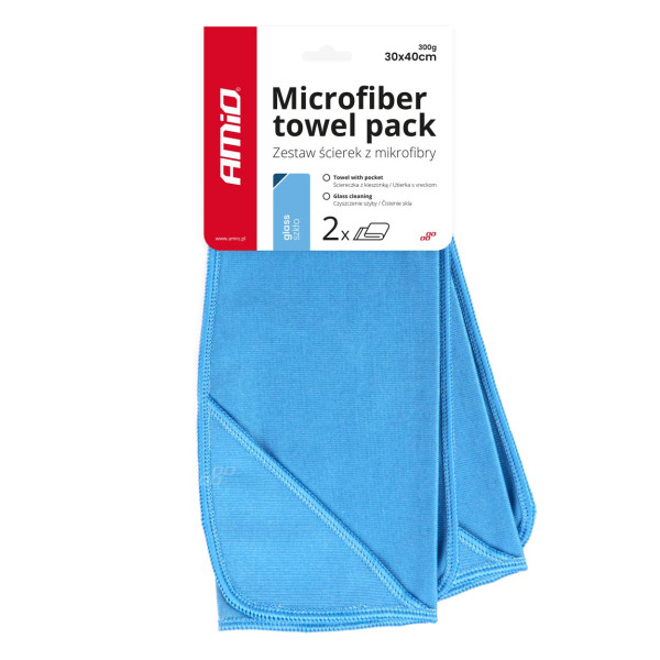 Mikrofaser-Glasreinigungstuch-Set 30x40 cm, 300 g/m², 2 Stück. AMIO-03732