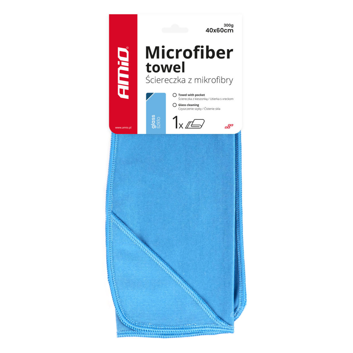 Mikrofaser-Glasreinigungstuch 40x60 cm, 300 g/m² AMIO-03733