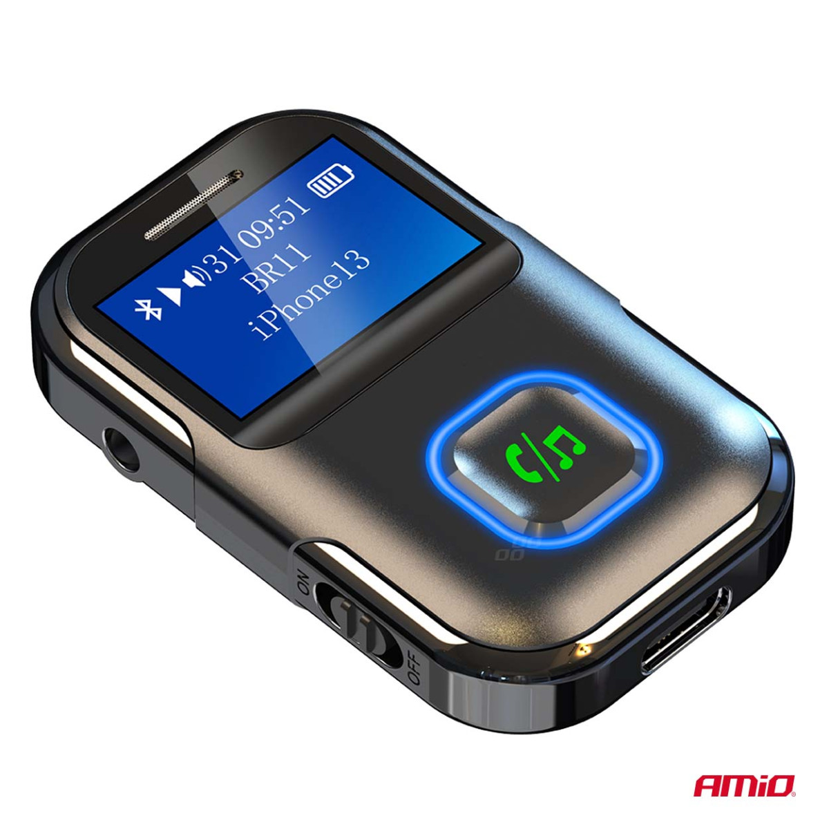 Bluetooth-Empfänger/Sender mit Mini-Klinkenanschluss und LCD-Display AMIO-04659