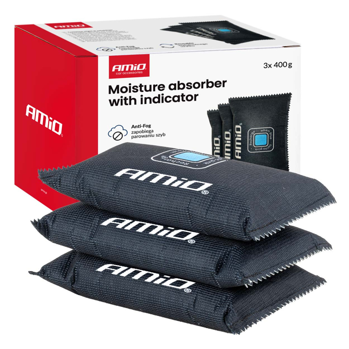 Auto-Feuchtigkeitsabsorber mit Indikator, 3 × 400 g AMIO-04878