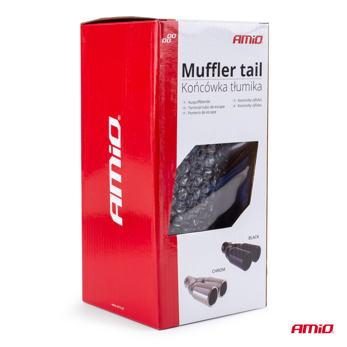 Auspuffendrohr 35-50 mm, Edelstahl, schwarz, AMIO-02194