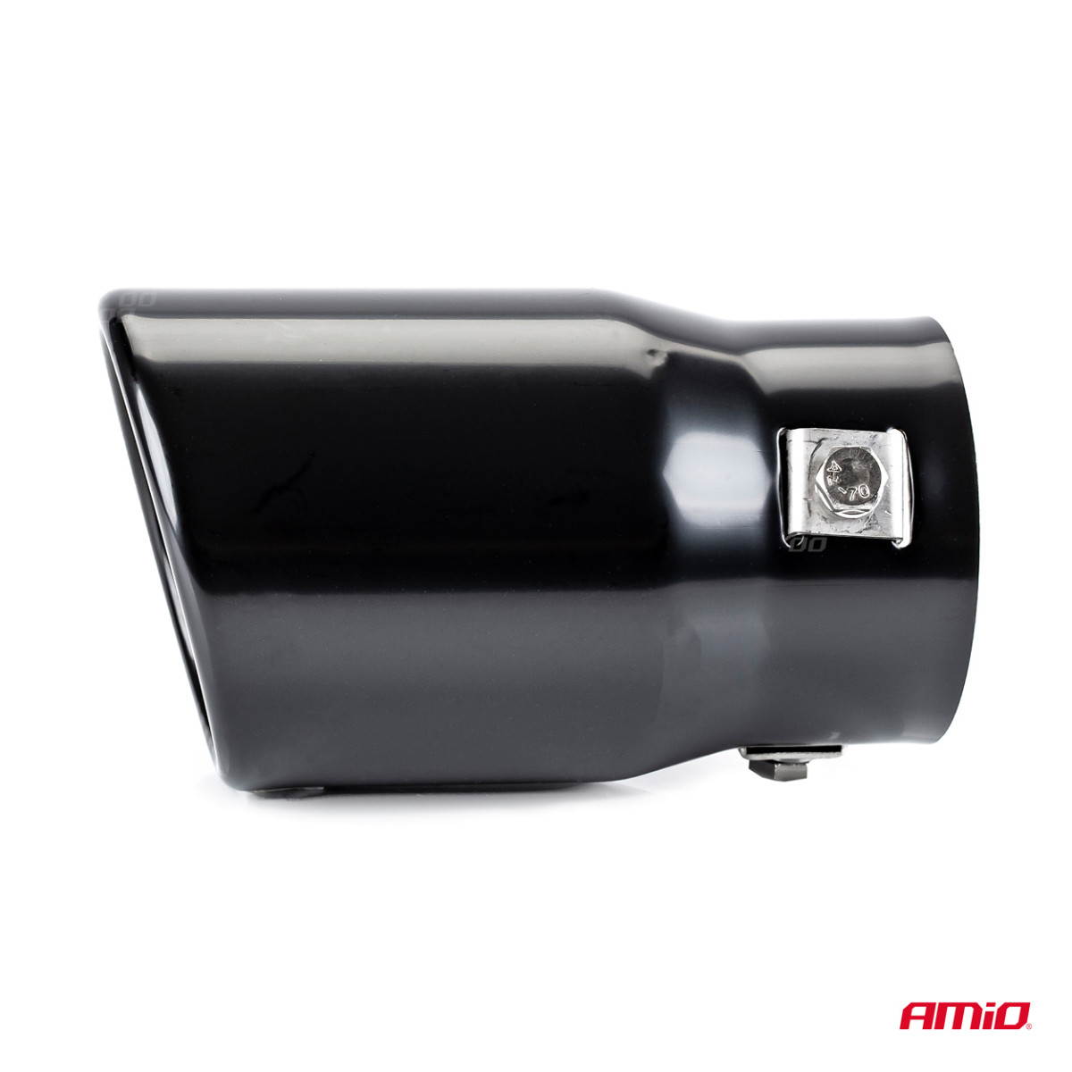 Auspuffendrohr 43-62 mm, Edelstahl, schwarz, AMIO-01317