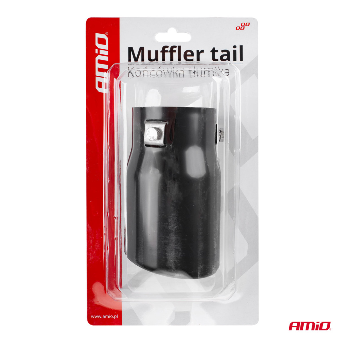 Auspuffendrohr 43-62 mm, Edelstahl, schwarz, AMIO-01317