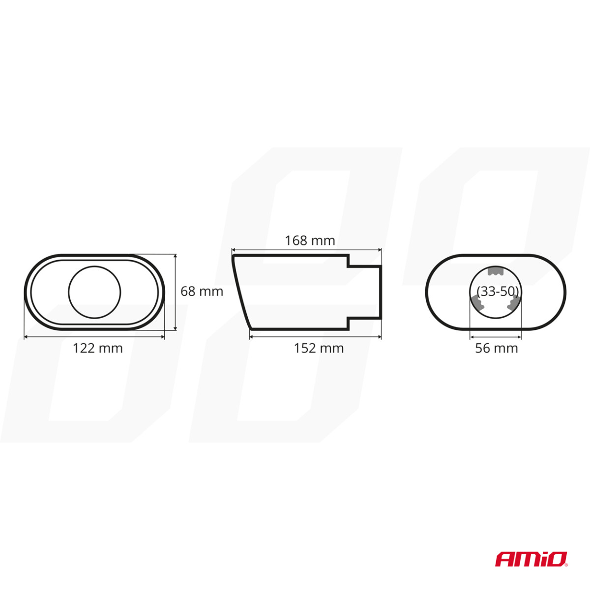 Auspuffendrohr 33-50 mm, Edelstahl, brünierte Metalloptik, AMIO-02191