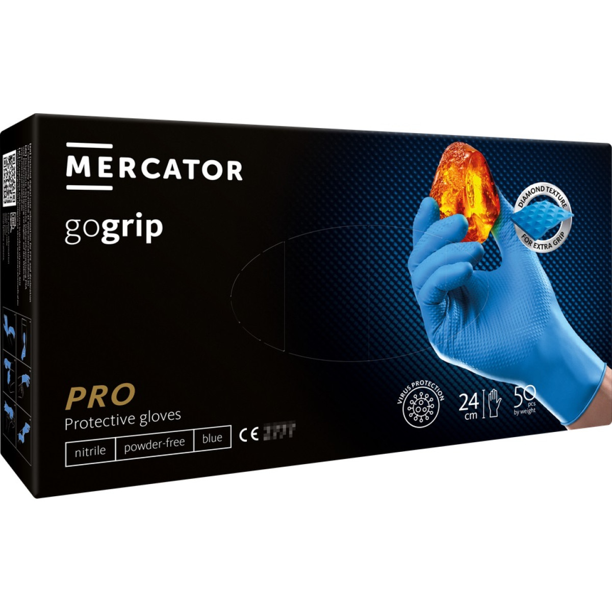 GoGrip Nitrilhandschuhe blau, Größe L, 50 Stück.