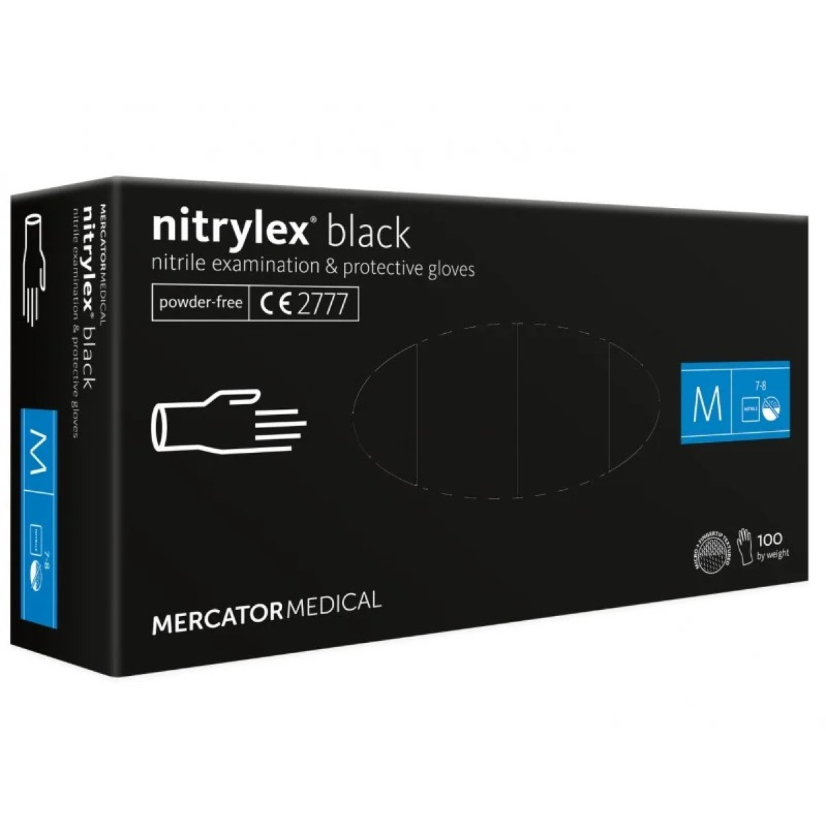 Schutzhandschuhe aus Nitrylex® Schwarz, Größe M, 100 Stück.