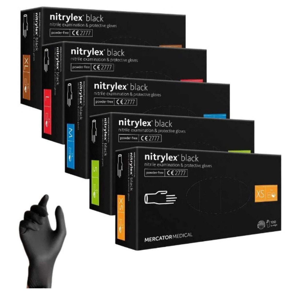 Schutzhandschuhe aus Nitrylex® Schwarz, Größe S, 100 Stück.