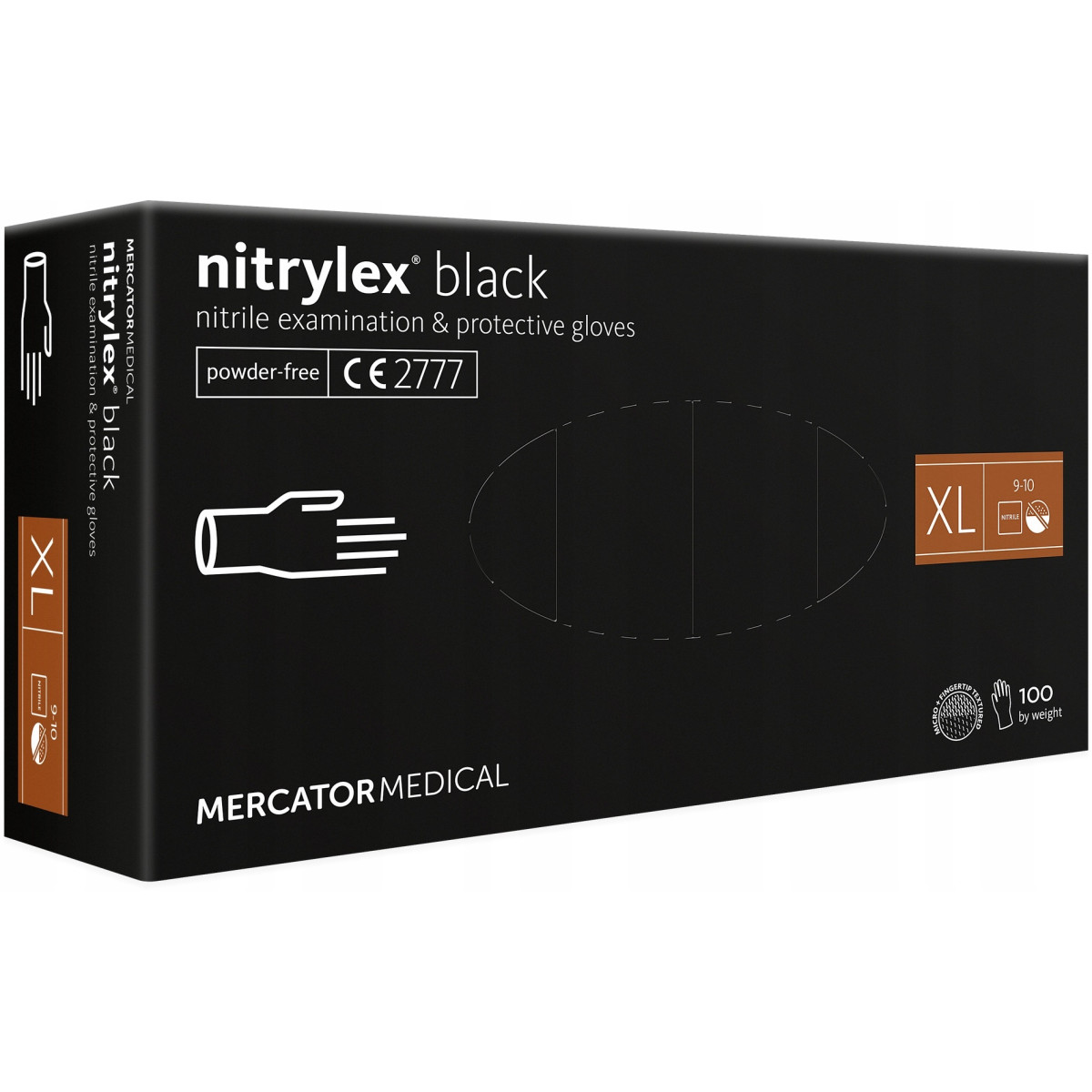 Schutzhandschuhe aus Nitrylex® Schwarz, Größe XL, 100 Stück.