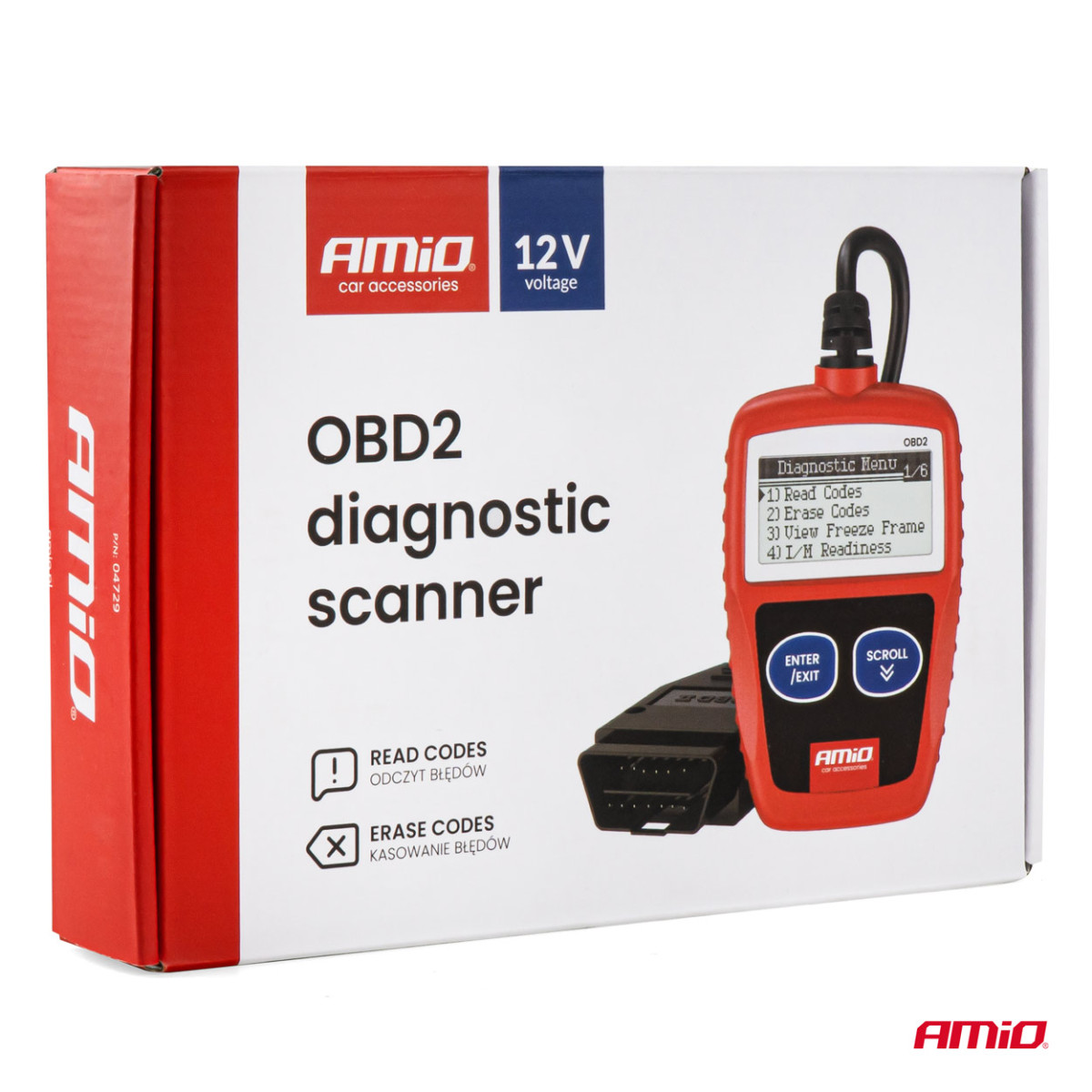 OBD2-Diagnosescanner AMIO-04729, 110,3 × 69,5 × 20,2 mm