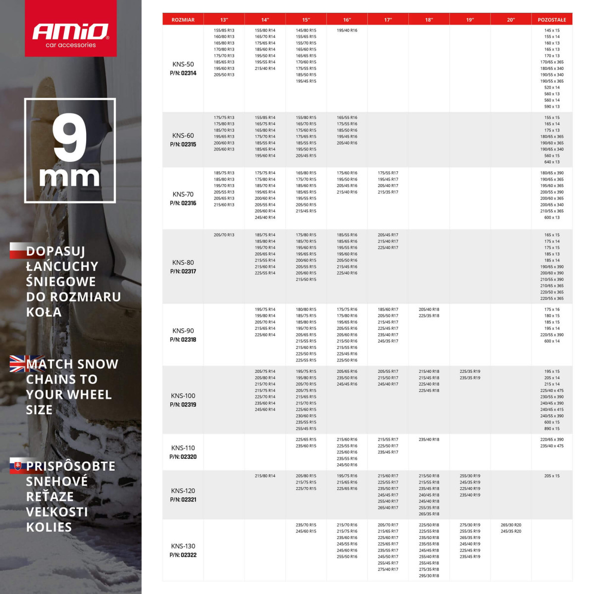 Schneeketten 9 mm, KNS-80