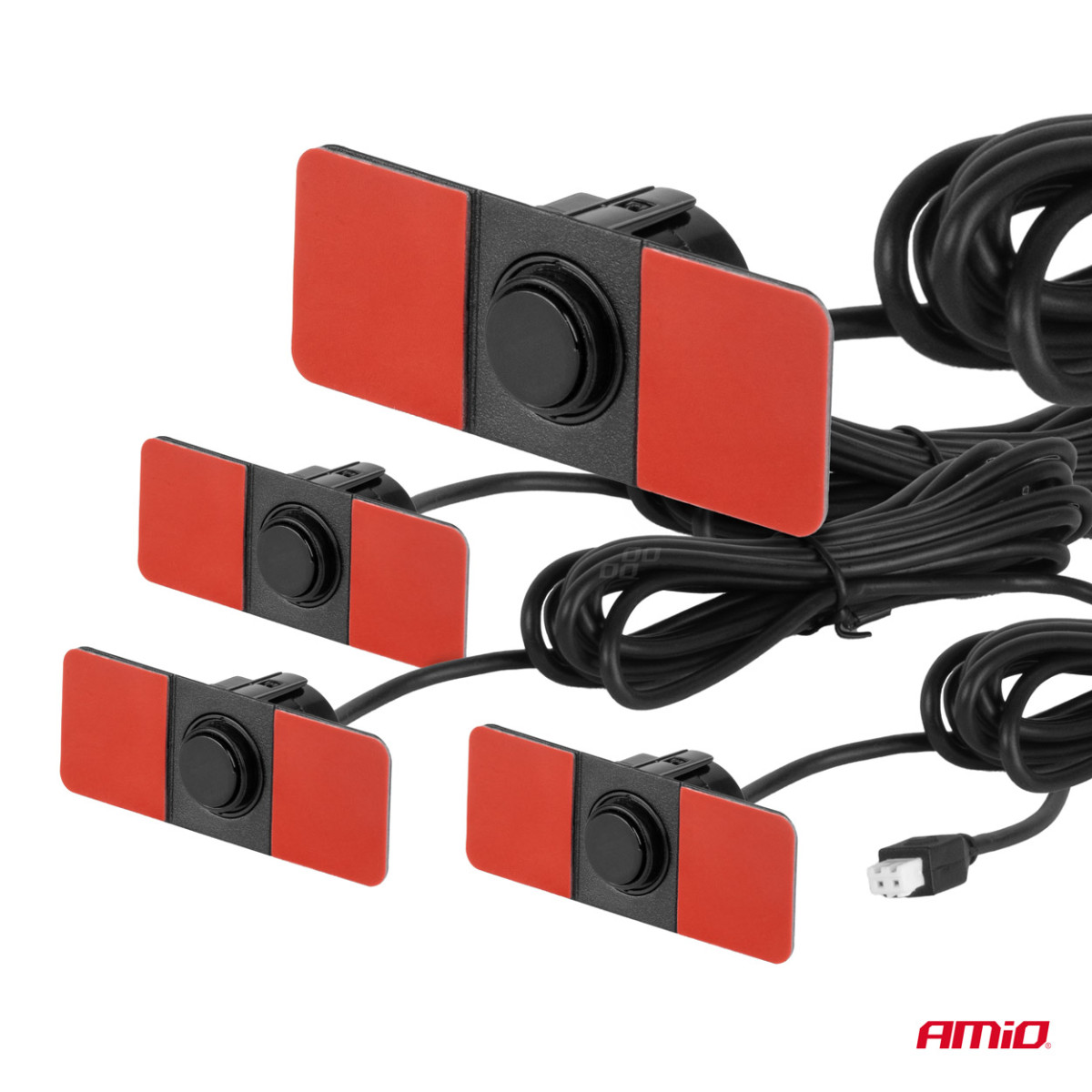 Einparkhilfe mit akustischem Signal, 4 schwarze Sensoren, Inneneinbau 16,5 mm AMIO-02253