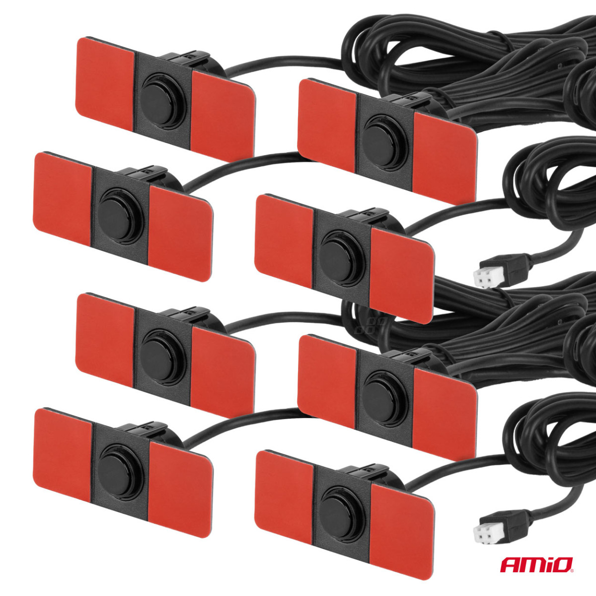 Einparkhilfe-LED-System, 8 schwarze Sensoren, Innenmontage 16,5 mm AMIO-02256