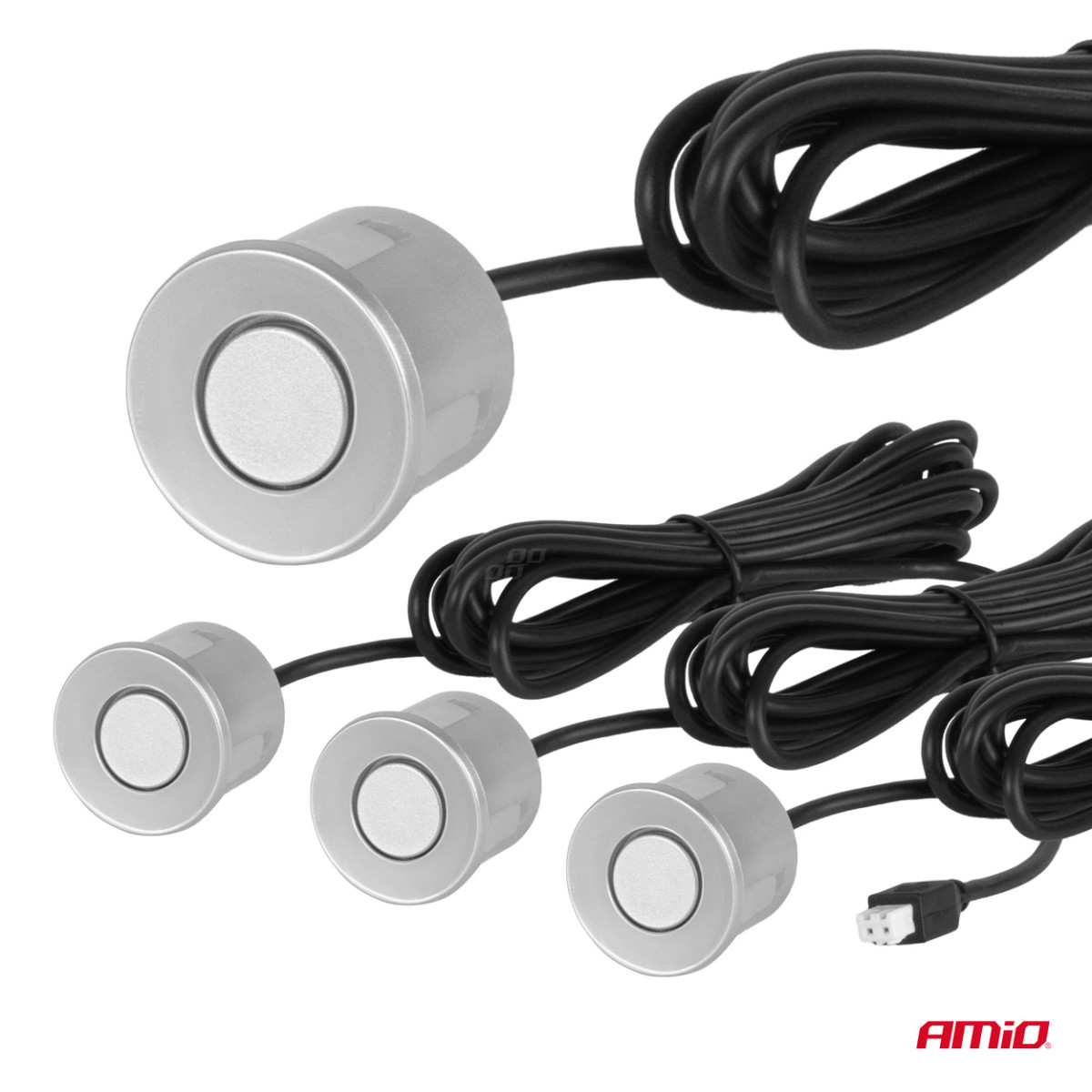 Einparkhilfesystem mit LED-COB-Beleuchtung, 4 silberne Sensoren (22 mm) AMIO-02282