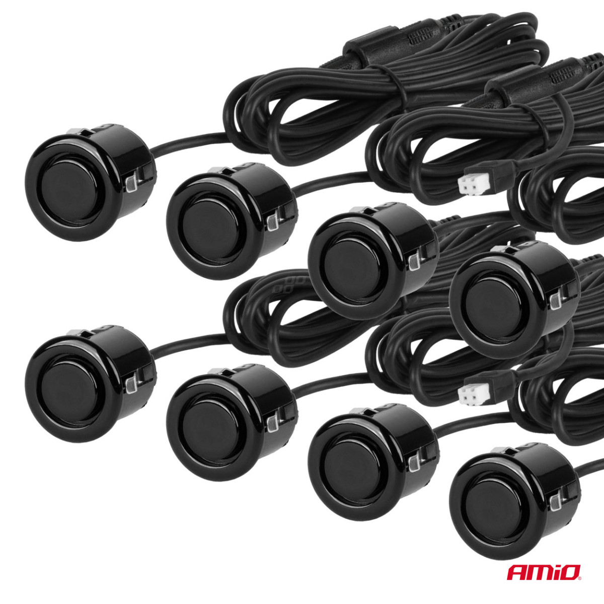 Einparkhilfesystem LED-GRAF 3D, 8 schwarze Sensoren GOLD 18 mm AMIO-03192