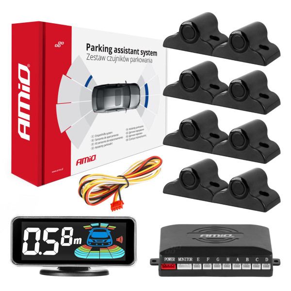 Einparkhilfe LED-GRAF 3D, 8 schwarze Sensoren 19 mm, für Lkw AMIO-03195