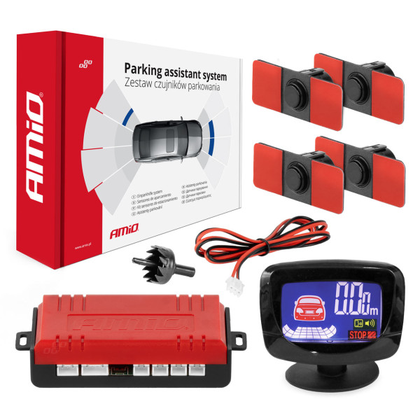 Einparkhilfe LED-GRAF, 4 schwarze Sensoren 16,5 mm, Inneneinbau AMIO-02257