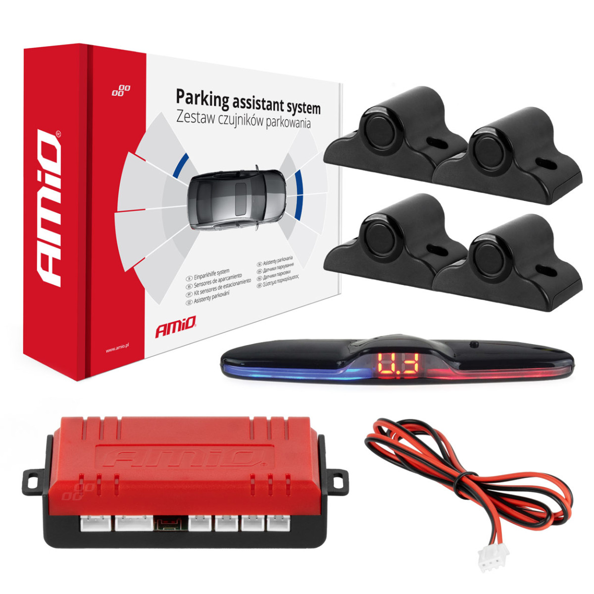 Einparkhilfe MAX LED, 4 schwarze Sensoren 19 mm, für Lkw AMIO-02292