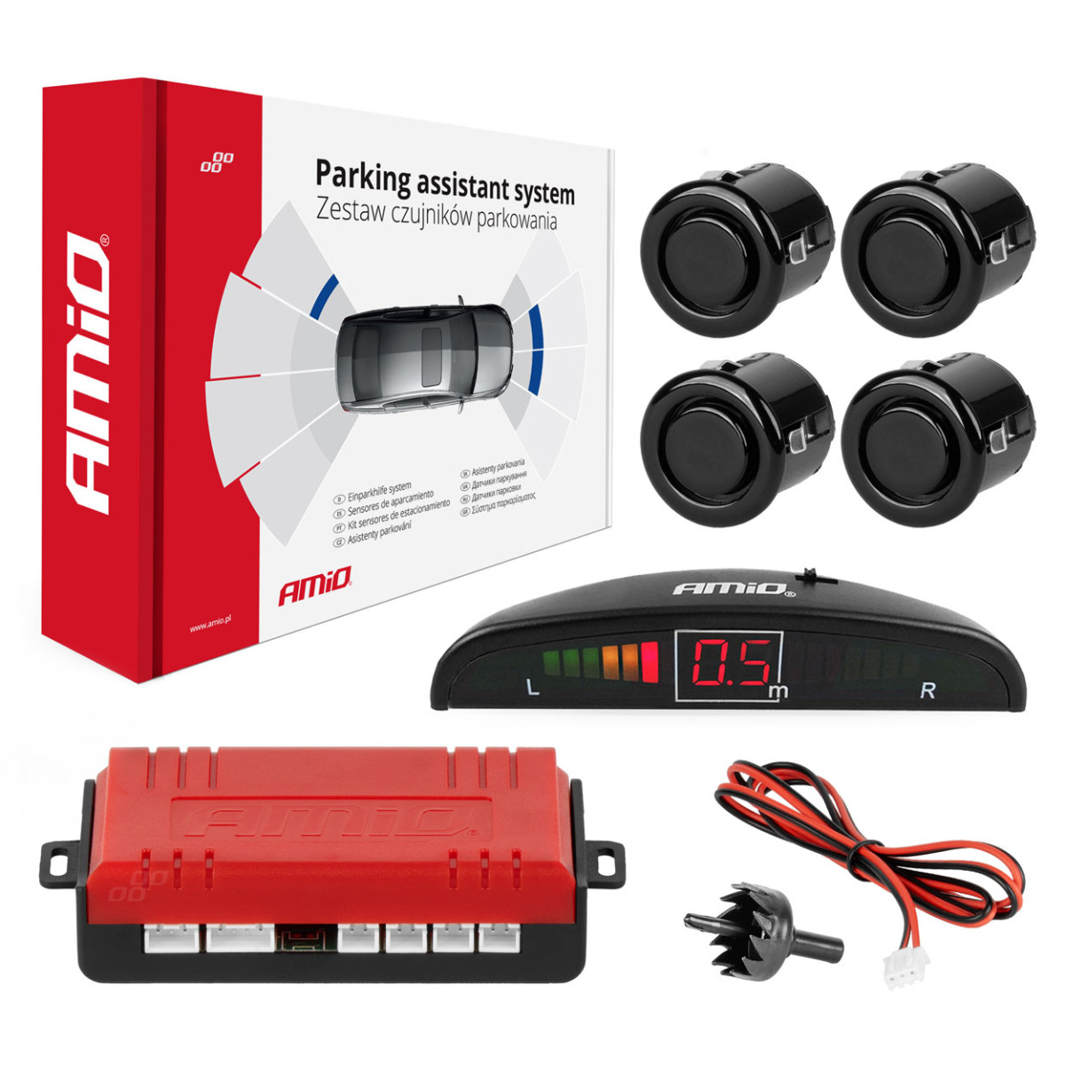 Einparkhilfe-LED-System, 4 schwarze Sensoren GOLD 18 mm AMIO-01577