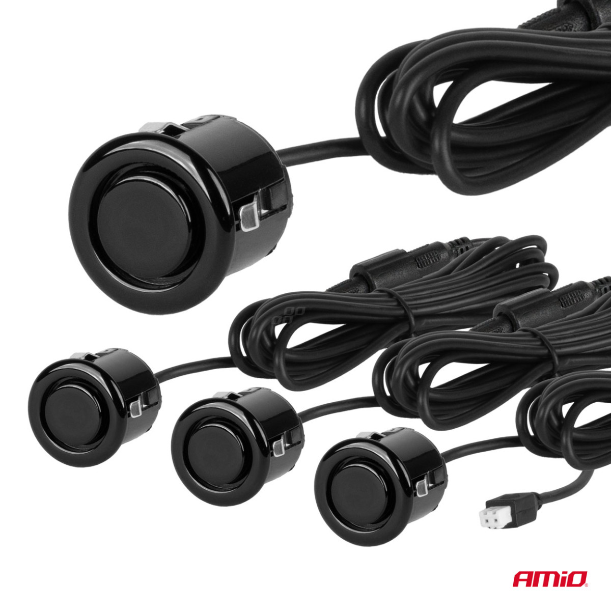 Einparkhilfe mit LED-COB-Beleuchtung, 4 schwarze Sensoren, GOLD 18 mm AMIO-02284
