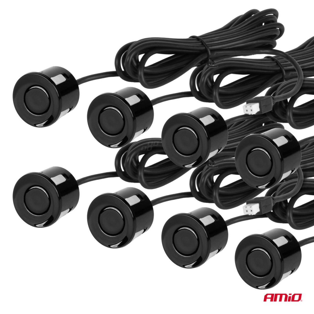 Einparkhilfe mit akustischem Signal, 8 schwarze Sensoren 22 mm AMIO-01575