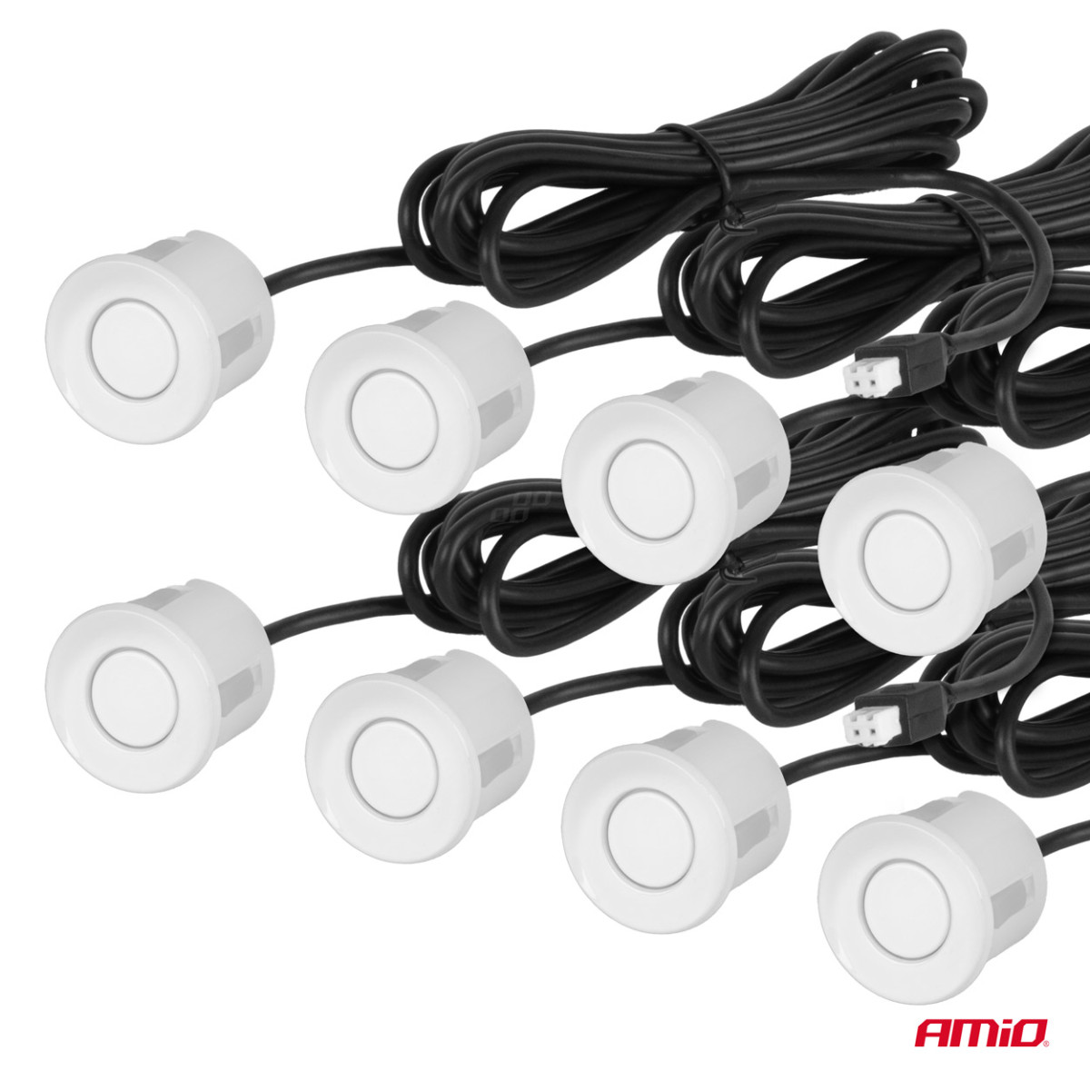 Einparkhilfe mit akustischem Signal, 8 weiße Sensoren 22 mm AMIO-01599