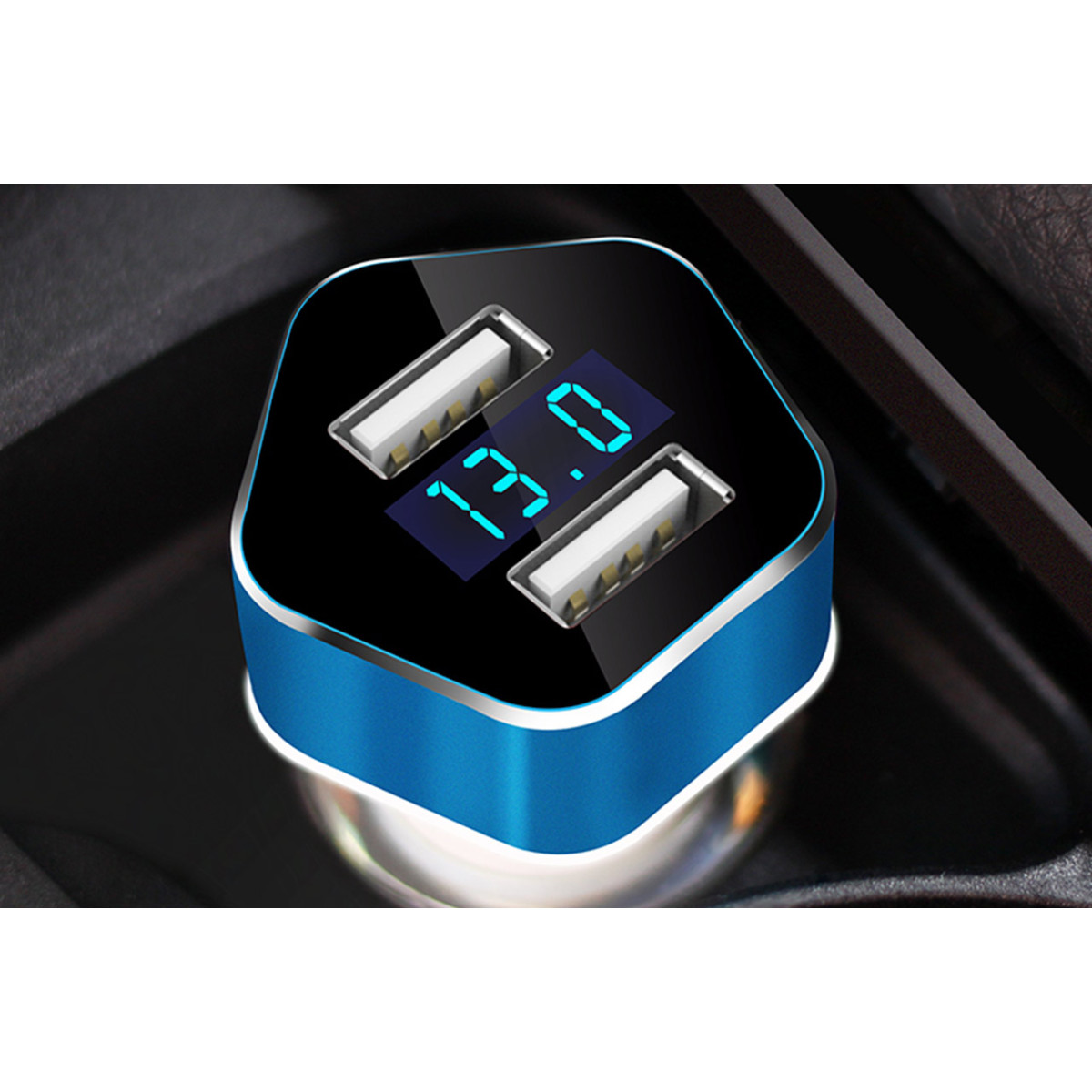 Kfz-USB-Ladegerät mit Voltmeter, 2×USB PCH PRO-05 AMIO-02358