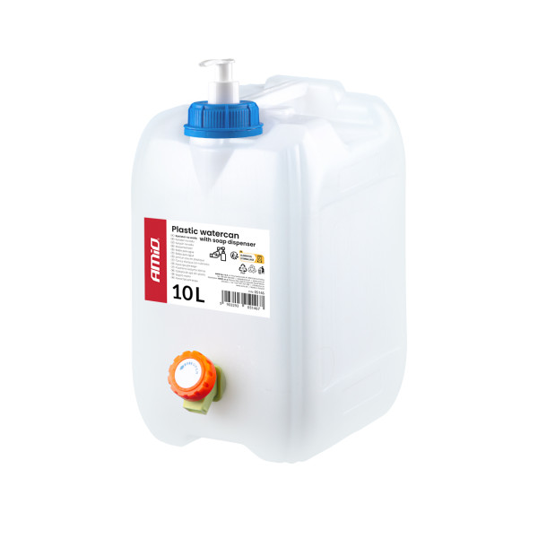 Wassertank aus Kunststoff mit Wasserhahn und Seifenspender, 10 l, AMIO-05146 Wassertank aus Kunststoff mit Wasserhahn und Seifenspender, 10 l, AMIO-05146