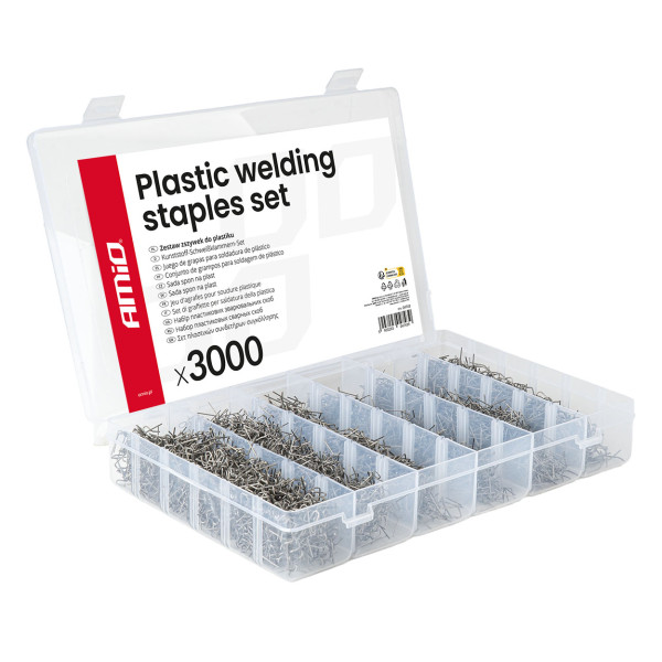 Kunststoffschweißklammern-Set, 3000 Stück. AMIO-04743