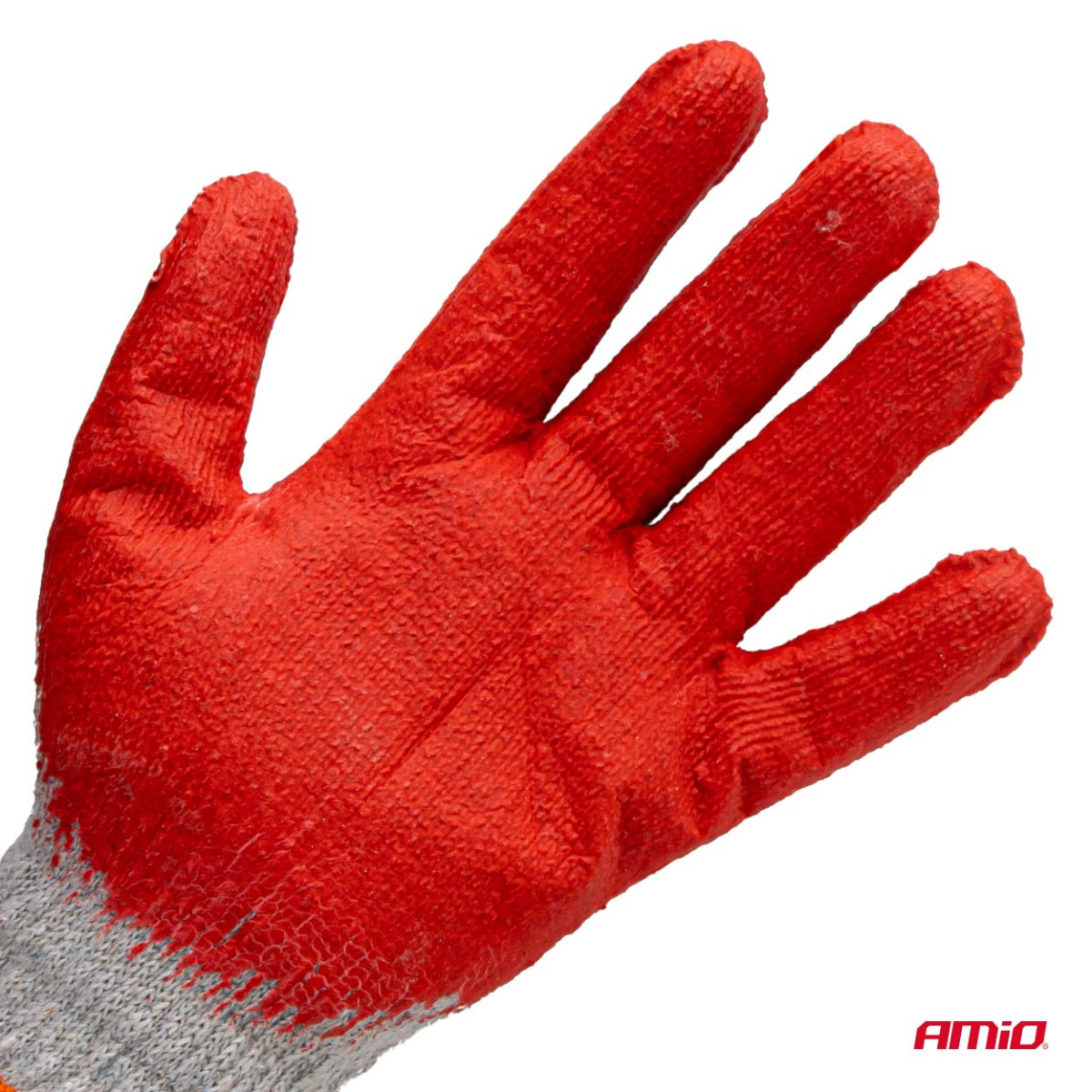 Arbeitshandschuhe aus Polyester-Baumwolle mit Latex, Größe 9, 10 Stück, AMIO-04630