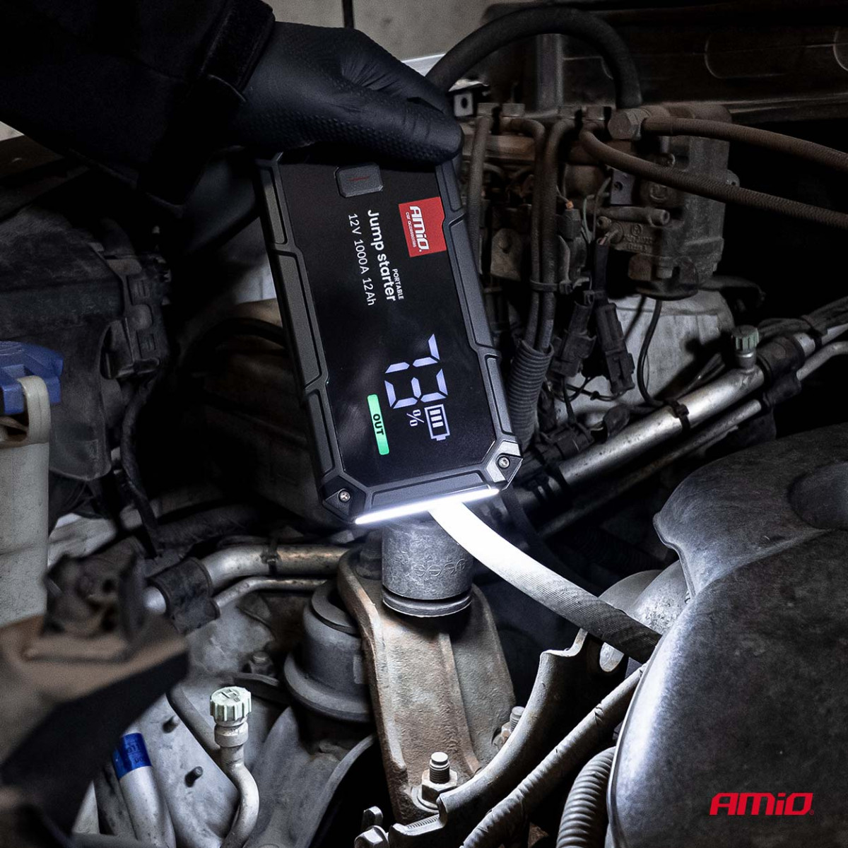 3-in-1 Auto-Starthilfe/LED/Powerbank 12V 12Ah 1000A PRO AMIO-04676