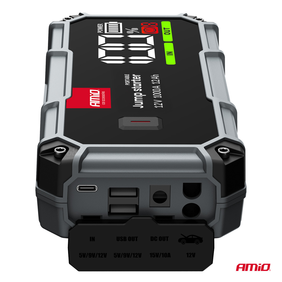 3-in-1 Auto-Starthilfe/LED/Powerbank 12V 12Ah 1000A PRO AMIO-04676