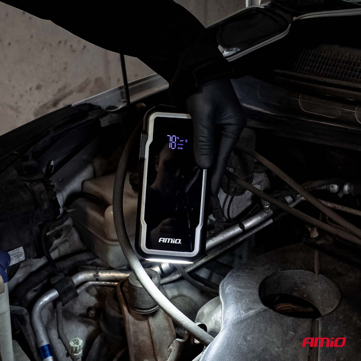 3-in-1 Auto-Starthilfe/LED/Powerbank 12V 12Ah 1600A AMIO-04678