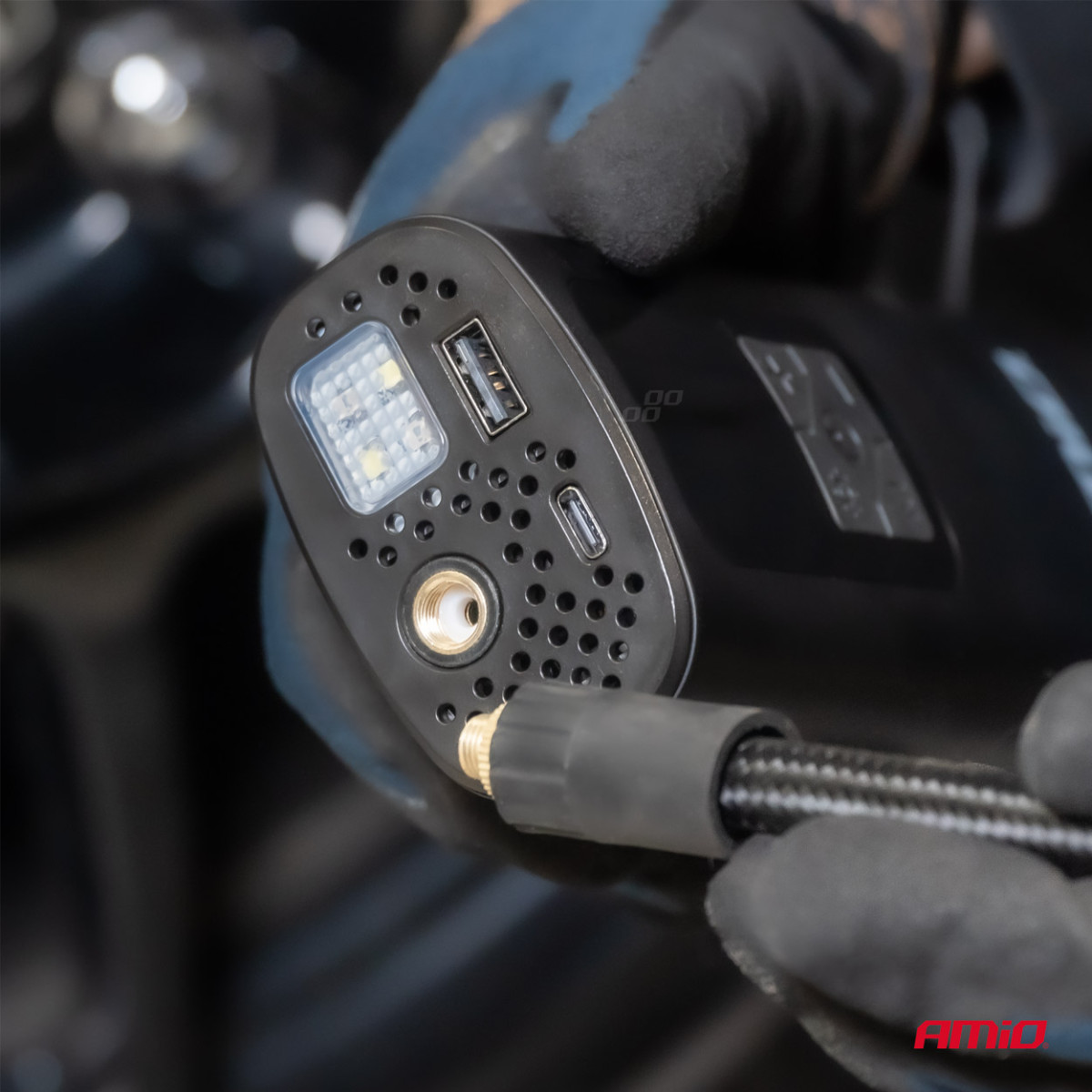Kabelloser Autokompressor 40 W mit LED, Powerbank und USB-C, AMIO-04377