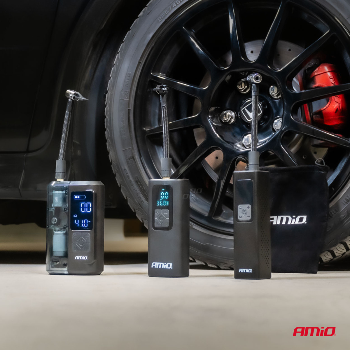 Kabelloser Autokompressor 40 W mit LED, Powerbank und USB-C, AMIO-04377