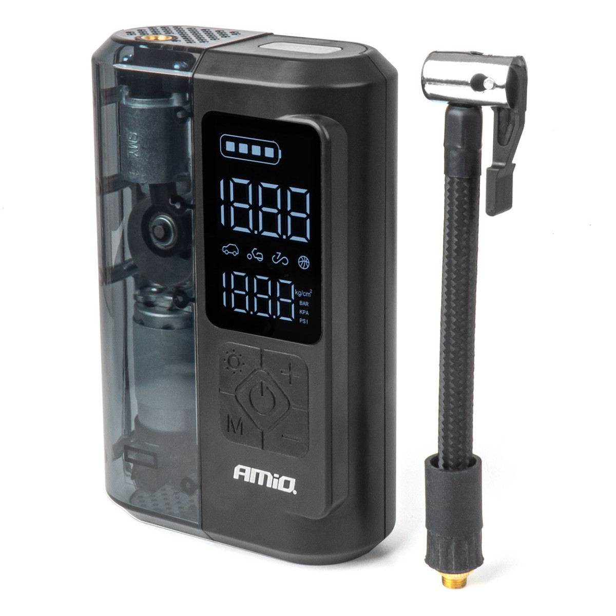 Kabelloser Autokompressor 40 W mit LED, Powerbank-Funktion und USB-C, AMIO-04378