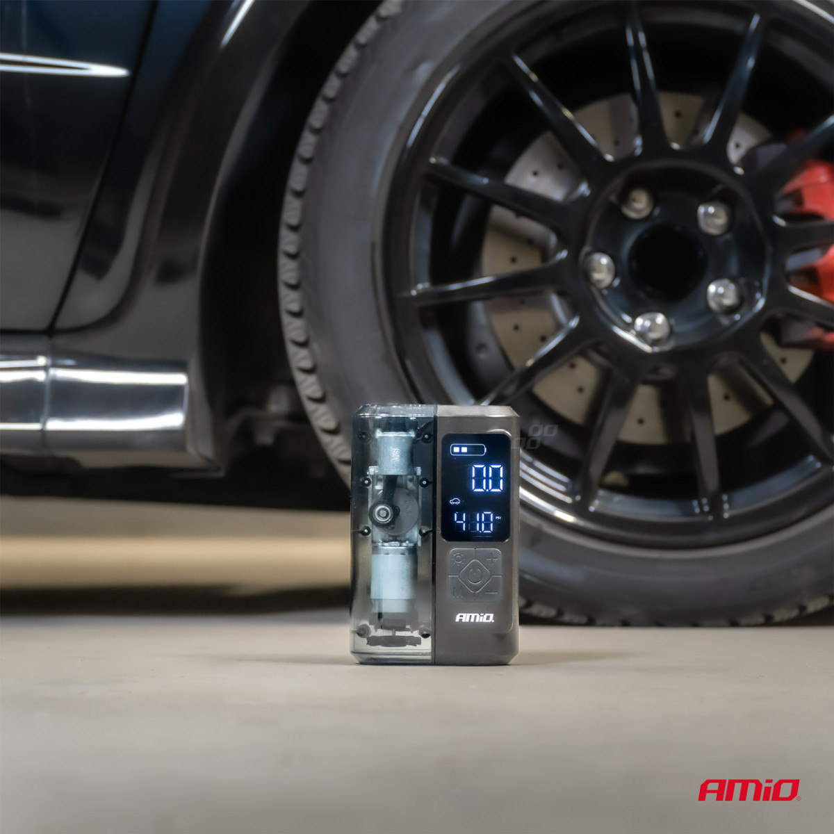 Kabelloser Autokompressor 40 W mit LED, Powerbank-Funktion und USB-C, AMIO-04378