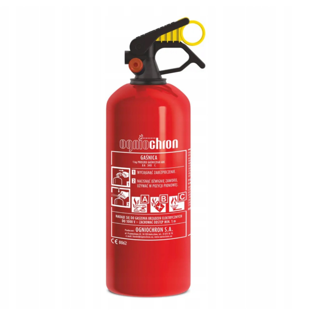 Pulverfeuerlöscher ABC 1 kg mit Manometer und Halterung