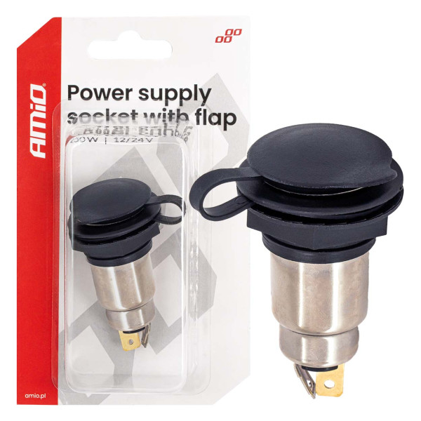 Zusätzliche Steckdose mit Abdeckung, 250 W, 12/24 V AMIO-04462