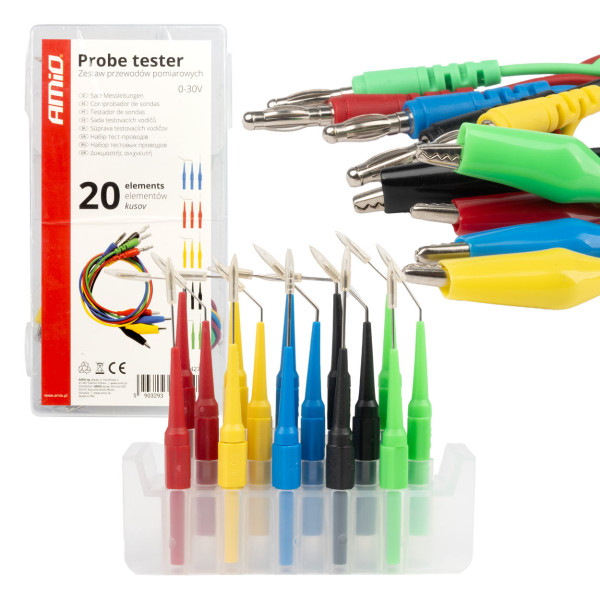 Kfz-Prüfleitungssatz, 20-teilig. AMIO-04274