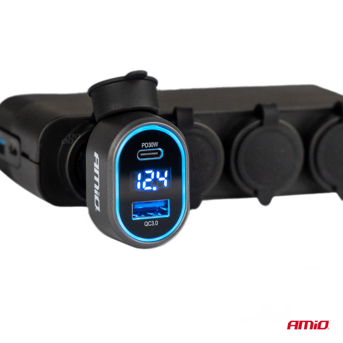 Schnelllade-Autoladegerät mit LED-Spannungsanzeige 3.0 PD 30W AMiO-04178