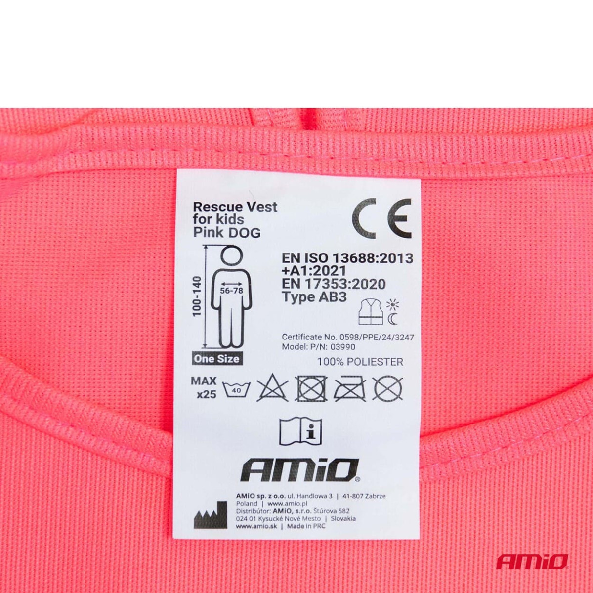 Reflektierende Kinderweste DOG, rosa AMIO-03990