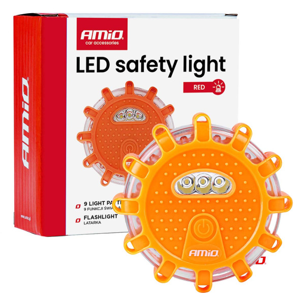 Tragbare LED-Warnleuchte mit Spotlichtfunktion, 3xAAA, IP65, 12SMD + 3SMD