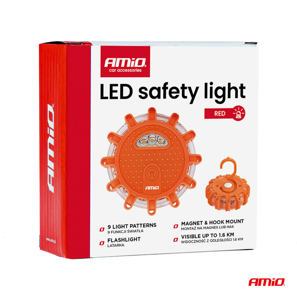 Tragbare LED-Warnleuchte mit Spotlichtfunktion, 3xAAA, IP65, 12SMD + 3SMD