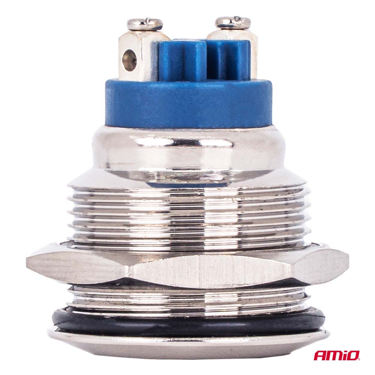 Runder Metallschalter ON/OFF 19 mm, 5 A, 12/230 V AMIO-04474