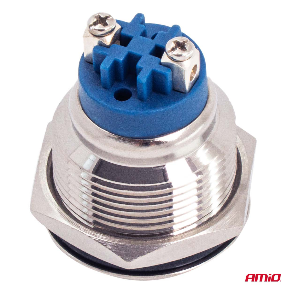 Runder Metallschalter ON/OFF 19 mm, 5 A, 12/230 V AMIO-04474