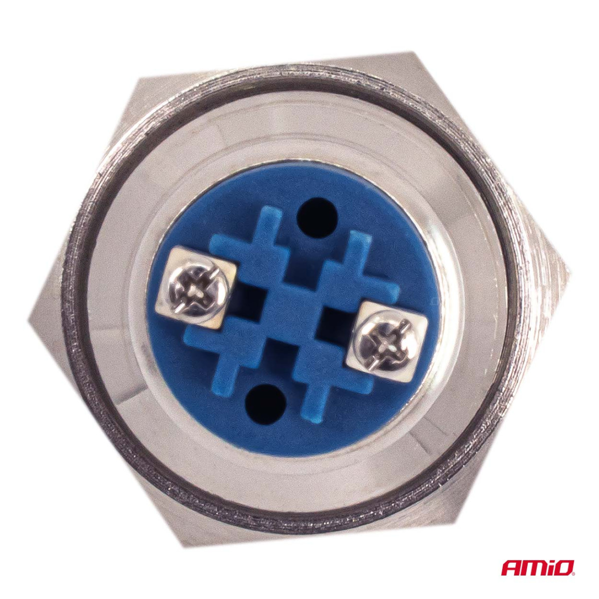 Runder Metallschalter ON/OFF 19 mm, 5 A, 12/230 V AMIO-04474