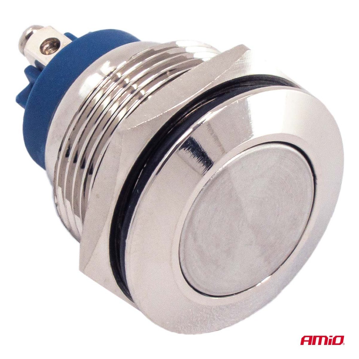 Runder Metallschalter ON/OFF 19 mm, 5 A, 12/230 V AMIO-04474