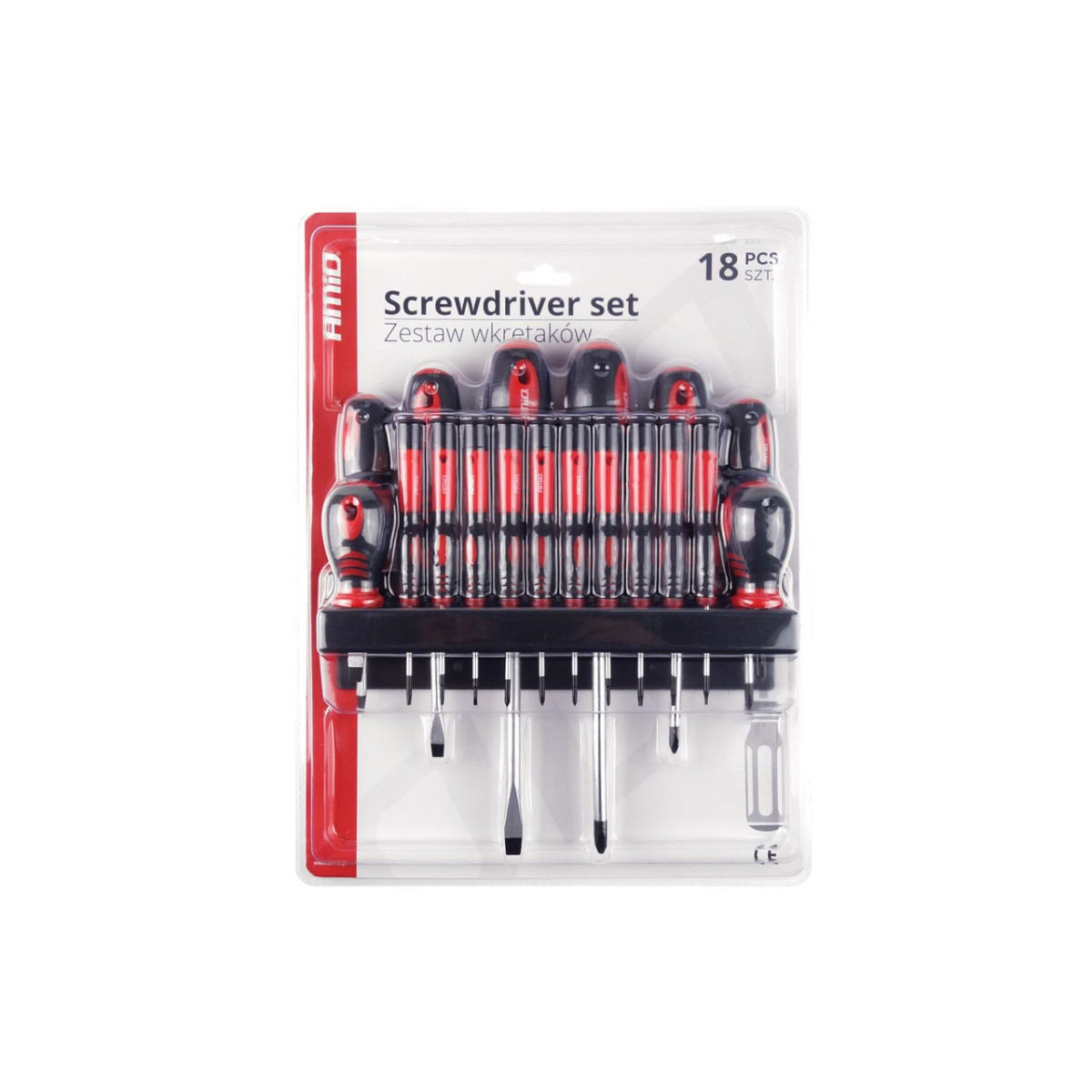 Schraubendrehersatz mit Halter CR-V, 18-teilig, AMIO-02411